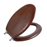 Angel Shield Durable Wood Veneer Natural Toilet Seat Metal Hinged Easy Clean Anti-scratch American Standard(Elongated, Black Wood)