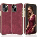 LOHASIC Compatible with iPhone 14 Plus Cases Women, Luxury PU Leather Hybrid Bumper Cover Elegant Girly Designer Soft Grip Girly Phone Cases for iPhone 14 Plus(2022) 6.7 inch 5G - Dark Red