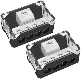 Joinfworld 4 Way Power Distribution Block Car Audio 0/2/4 Gauge Input 4/8/10 Gauge Output Amp Ground Distribution Block Splitter - 2pcs