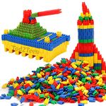 Tod2Teen DIY Jumbo Pack of 500+ Bullet Shape Educational Building Blocks for Kids | Interlocking Plastic Smart Activity Construction Blocks Set | Robot, Pyramid, Army Tank, Rocket etc. | Multicolour