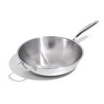 Lagostina Forte 3-Ply Clad Stainless Steel Open Wok, 32cm / 12.5”, Tri-Ply Bonded Construction, Even Heat Distribution, Induction Compatible, Oven Safe, Professional, Silver