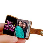 Flashing Click Personalized Leather Key Chain with 12 to 24 photo's - Gift for Mother's Day, Father's Day, Anniversary, Birthday, Couples, and More