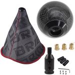 ZhengSheng Fabric Shift Boot with Round Ball Carbon Fiber Shift Knob,Universal Shift Boot Cover with Weighted Shift Knob