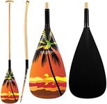 Z&J Sport Outrigger Canoe Paddle Wooden Shaft, Tahiti Style Hybrid OC Paddle with Graphics Carbon Blade, Durable OC Paddle for Waka AMA, va’a, Bent Shaft & 12 Degree Blade (DW09, 51")