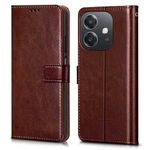 WOW IMAGINE Shock Proof Flip Cover Back Case Cover for Oppo A3x 5G | Oppo A3 5G (Flexible | Leather Finish | Card Pockets Wallet & Stand | Chestnut Brown)