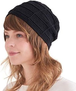 CHARM Mens Summer Beanie Cotton - Womens Crochet Slouch Cap Hand Made Chemo Hat Black