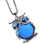 Septreize Owl Pendant Necklace Women Vintage Glass Cabochon Necklace Jewelry by ZYooh (G)