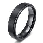 TIGRADE 4mm 6mm 8mm Black Titanium Wedding Rings Black/Silver Matte Band for Men Women (Silver 6mm, Size 13)