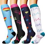 DRESHOW 4 Pairs Compression Socks For Women&Men Circulation Best Support for Athletic Running Cycling Travel