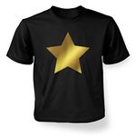 Gold Glitter Star Kids T-shirt - Black S (5-6)