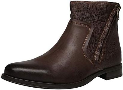 Jamron Hombres Piel Genuina Occidental Vendimia Chukka Botas Cremallera Botines Café SN01747 EU40