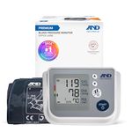 A&D Medical Blood Pressure Machine with Wide Range Upper Arm Cuff (22-42 cm Range) Multi-User Home BP Monitor, One Click Operation with Easy To Read Precise Illuminated Readings