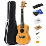 musoo Concert Ukulele Solid Top 23 Inch Mahogany with Gig Bag, Strap, Nylon String,Guitar Trigger Capo, Picks