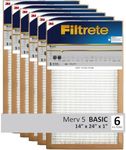 Filtrete 14x24x1 Air Filter, 3M MERV 5 HVAC AC Furnace Filter Replacement, 6-Pack (Actual Size 13.81x23.81x0.88 in)