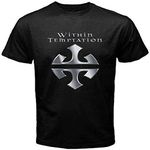 Men Design Printed T Shirt Within Temptation Metal Rock Band Printed T Shirts Short Sleeve Funny Tees Black XXL