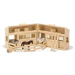 Melissa & Doug Wooden Fold & Go Stable Toy | Gift & Presents | Wooden Toy | Farm and Stable Wooden Toy | Pretend Play | Play Sets | 3+ | Gift for Boy or Girl, Wood Color