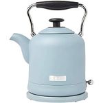 Haden Highclere 75025 Retro Stainless Steel Tea Kettle, 1500W Hot Water Kettle Electric Kettles for Boiling Water, 1.5L Pool Blue Electric Tea Kettles Automatic Shut Off, Boil-Dry Protection Tea Pots