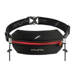 Fitletic Neo Race Belt | Unique No Bounce Design for Marathon, Triathlon, Trail, 5k, 10k | Single Pounch N01R Neo, Red & Black, One Size