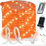 WYZworks 25ft Orange LED Rope Light - 8 Modes, Waterproof Outdoor Accent Lighting with Remote, Flexible Clear Tube, ETL Certified, Garden, Patio, Backyard, Holiday Christmas, Palm Tree, Ambient Decor