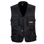 ATORSE® Men's Utility Multi Pocket Zip Hunting Fishing Travel Outdoor Vest Black XXL