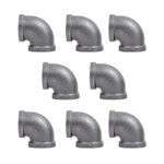 3/4" 90 Degree Elbow Fitting, PIPE DECOR Black Malleable Iron Fittings Fit Standard 3/4 Inch Pipes, Nipples and Fittings, Regular Plumbing Applications and Industrial DIY Furniture, 8 Pack