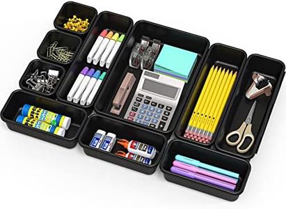 SimpleHouseware Desk Drawer Organiser, 10 Pack, Black (3S, 3M, 3L, 1XL)