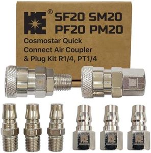 Cosmostar 8-Piece Air Hose Fittings Set – 1/4" PT Quick Connect Coupler & Plug Kit, Industrial Swivel Air Tool Fittings, Compressor Accessories for Auto Shops