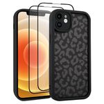 UZEUZA Compatible with iPhone 12 Case, Cheetah Print Shockproof Soft TPU Protective Case for Women Girls, Slim Anti Scratch Leopard Case for iPhone 12 6.1 Inch,Black