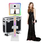 DSLR Photo Booth Machine 15.6 Inch Selfie Portable Touch Screen Camera Photobooth with Flight Case,White Photo Booth with RGB Light for Wedding Party Events (White, 15.6" Booth)