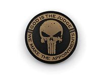 PVC Morale Patch - God is The Judge - 2.5" Diameter - Black & Tan