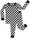Little Sleepies Two-Piece Pajama Set for Boys & Girls, Soft Viscose from Bamboo Toddler Pajamas for Kids, Family Matching PJs, Cool Checks, 9-10
