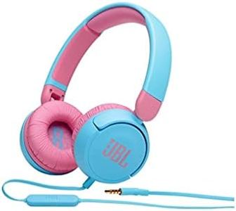 JBL Junior 310 Kids Wired On-Ear Headphones, Blue/Pink