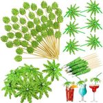 Lallisa 300 Pcs Umbrella Straws with Drink Umbrellas Cocktail Picks Fancy Toothpicks for Appetizers Set Including 100 Tropical Straws 100 Cocktail Umbrellas for Drinks Tropical 100 Pick (Palm Tree)