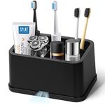 Black Bathroom Toothbrush Organizer Detachable for Easy Clean 5 Slots Electric Toothbrush & Toothpaste Caddy for Family & Kids on Bathroom Vanity, Sink, and countertop