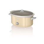 Swan Retro Slow Cooker with 3 Temperature Settings, Keep Warm Function, 6.5L, 320W, Retro Cream, SF17031CN
