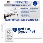 Secure Bed Alarm for Elderly Adults - 80-120 dB Patient Monitor,12" x 30" Pressure Sensor Pad - Bed Alarms and Fall Prevention - Dementia Patients Caregiver Alert - Hospital Nurse Call Compatible