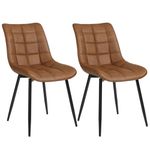 WOLTU Dining Chairs Set of 2 pcs Kitchen Counter Chairs Lounge Leisure Living Room Corner Chairs Light Brown Faux Leather Reception Chairs with Backrest and Padded Seat