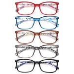 5 Pack Reading Glasses for Women Stylish Blue Light Blocking Anti Eyestrain Lightweight Computer Readers Spring Hinge (5C, 2.00, diopters)