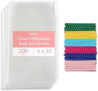 Prestee 200pk Clear Plastic Cellophane Bags, 6x10 w/ 4" Twist Ties - Goody Bags, Candy Bags for Candy Buffet, Cookie Bags for Gift Giving, Clear Treat Bags with Ties, Cellophane Treat Bags (200 Pack)