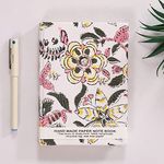 Ravaiyaa - Attitude is everything Hand Block Printed Fabric Journal Handbound Notebook Gifts for Writers Recycled Paper Notebook Diary (White Lotus Flower)