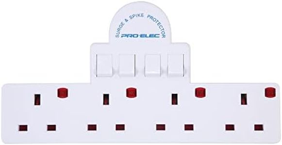 Pro-Elec 13 A 4 Way Switched Adaptor with Surge Protection - White