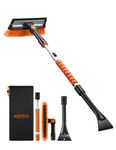 AstroAI 47.2 Inch Ice Scrapers for Car Windshield, Extendable Snow Brush with Squeegee, 3 in 1 Durable Snow Removal Telescoping Brush for Car Windshield,Household Cleaning Tools(Orange)