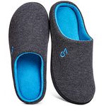 VeraCosy Men's Two-Tone Memory Foam Slippers, Dark Gray/Blue, 8/9 UK