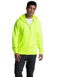 Fruit of the Loom Unisex-Adult Eversoft Fleece Hoodies, Pullover & Full Zip, Moisture Wicking & Breathable, Sizes S-4x, Safety Green Full Zip, Large