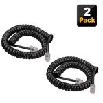 Telephone Cord, 4Feet Uncoiled Phone Cord Works with All Corded Landline Phones,Handset Cord, Universally Compatible,for Use in Home or Office, Telephone Accessory, Black, 2 Pack