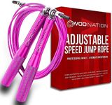 WOD Nation Aluminum Handle High Speed Adjustable Jump Rope for Women and Men - Perfect Skipping Rope for Boxing, Fitness, Workout - Pink