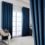 Krismile 100% Blackout Eyelet Curtains navy blue -Thermal Insulated & Noise Reducing, Thick Short Curtains for Bedroom, Lined Blackout Curtains, Room Darkening Curtains, 46 x 62inch 2 Panels