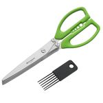 Westmark Germany Stainless Steel 5 Blade Herb Scissors With Lime Green Handle And Cleaning Comb