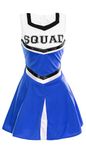 Ladies Cheerleader Fancy Dress Costume - Medium - Blue Varsity Uniform with Pleated Skirt - Womens High School Dress Up Cheer Captain American Party Outfit