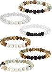 6 Pcs Lava Stone Bead Bracelet, Nat